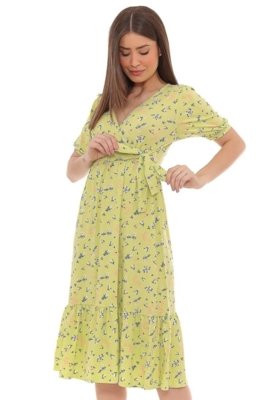 Vestido Manuela Floral Rom Ntico Verde Premium Tend Ncia Casual Chique