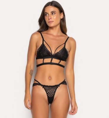 Conjunto Bravaa Store Lingerie Calcinha e Sutiã Lacradora de Renda