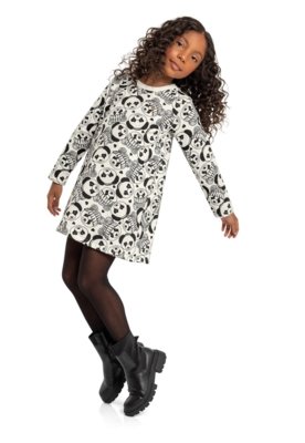 Vestido De Moletom Manga Longa Infantil Bee Loop Bege Compre