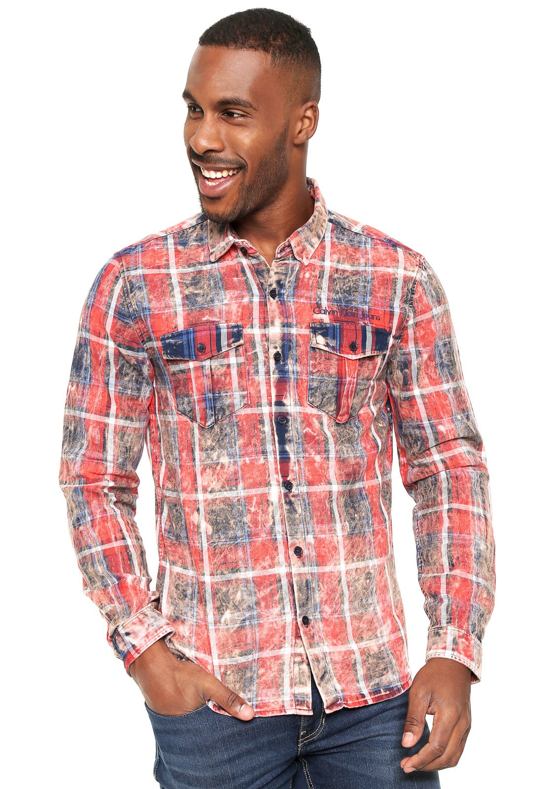 camisa xadrez calvin klein masculina