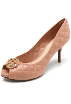 Slip On Peep Toe Couro Capodarte Matelassê Nude Compre Agora Dafiti