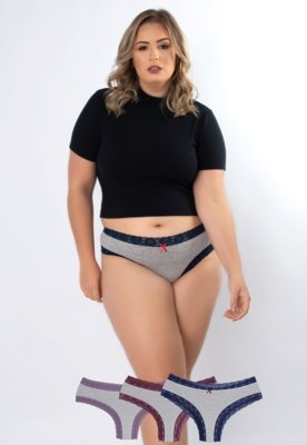 Kit Calcinhas Boneca Plus Size Algod O Concept Lingerie Multicolorido