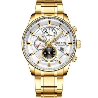 Relógio Masculino Luxo Cronógrafo Quartzo Curren 8362 Dourado Compre