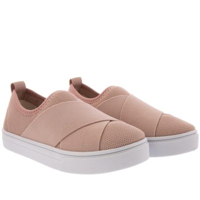 Tênis Gabriela Casual Feminino Tiras Cruzadas Elástico Nude Compre