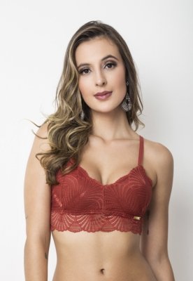 Top Cropped Gabi Lingerie Renda Alcinha Suti Sem Bojo Feminino Terra