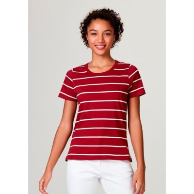 Blusa Hering B Sica Manga Curta Listrada Vermelho Compre Agora