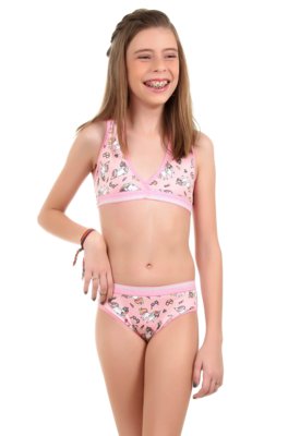 Conjunto Imi Lingerie Top Infantil Menina Moça Chiquititas Rosa