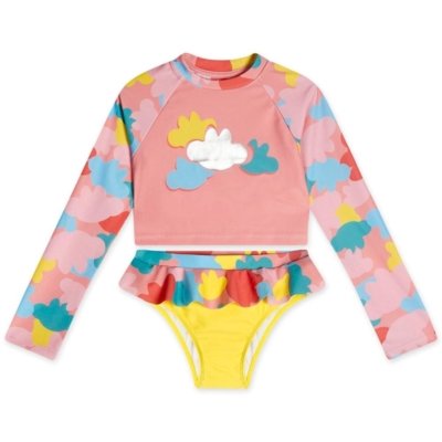 Conjunto de Praia Manga Longa Proteção Solar Infantil Feminino