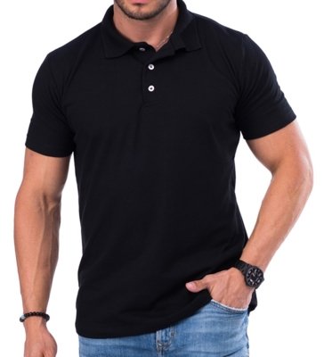 Camiseta Polo Masculina Algodão Básica Lisa Premium Preta Compre