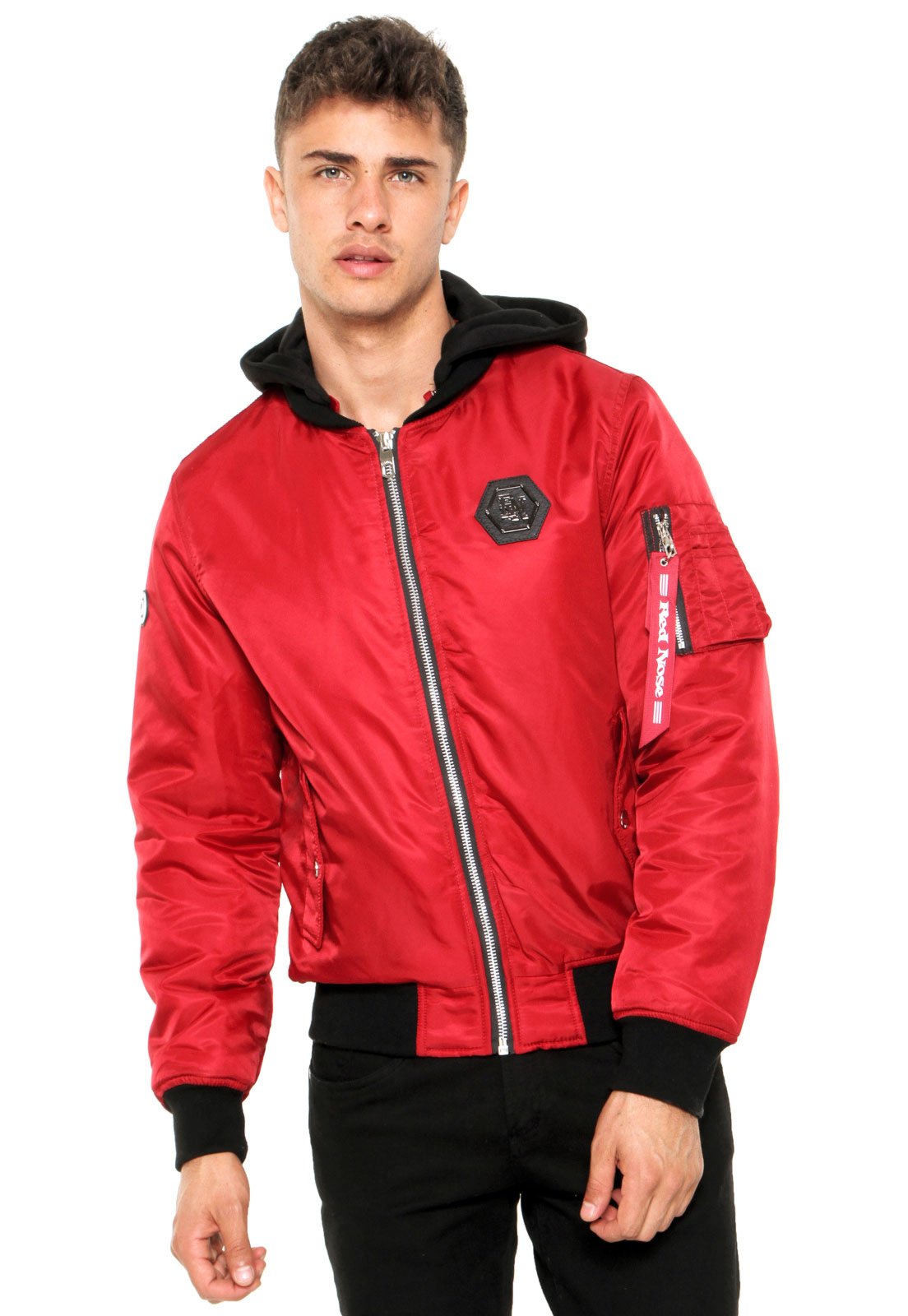 jaqueta bomber vermelha masculina