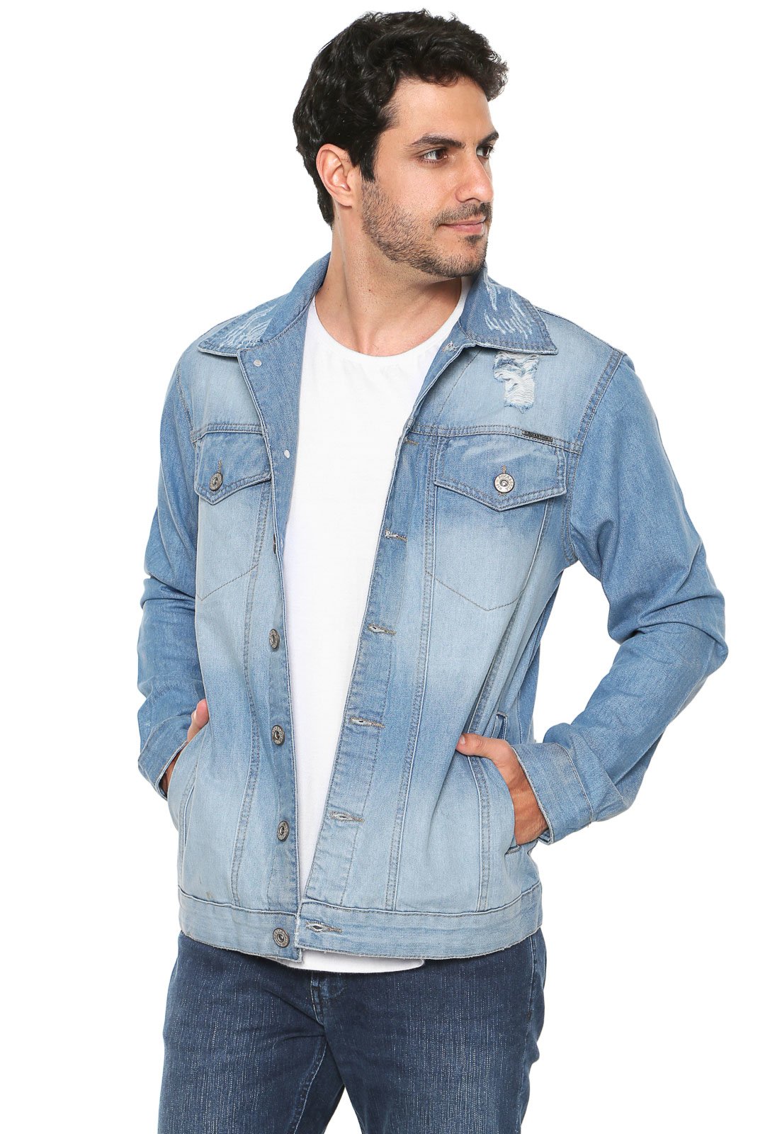 jaqueta jeans masculina colorida