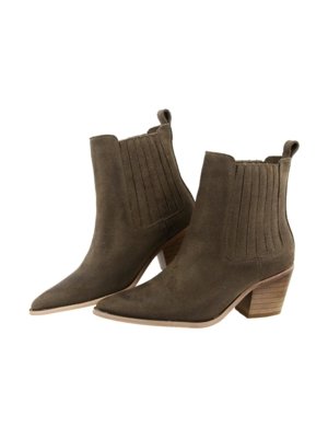 Bota Bico Fino Texana Feminina Couro Legíitmo Western Lisa Concreto