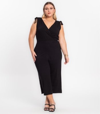 Macac O Pantacourt Feminino Plus Size Secret Glam Preto Compre Agora