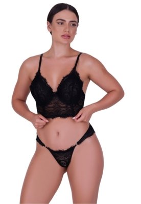 Conjunto Lingerie Suti Sem Bojo E Calcinha Preto Compre Agora