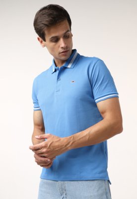 Camisa Polo Tommy Jeans Reta Frisos Azul Compre Agora Dafiti Brasil