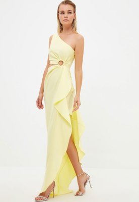 Vestido Trendyol Collection Longo Ombro Nico Amarelo Compre Agora