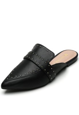 Mule Via Uno Apliques Preto Compre Agora Dafiti Brasil