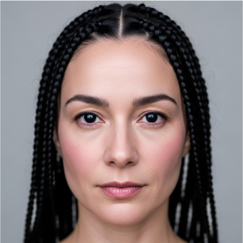 Alto contraste (cabelo e olhos escuros, pele clara)