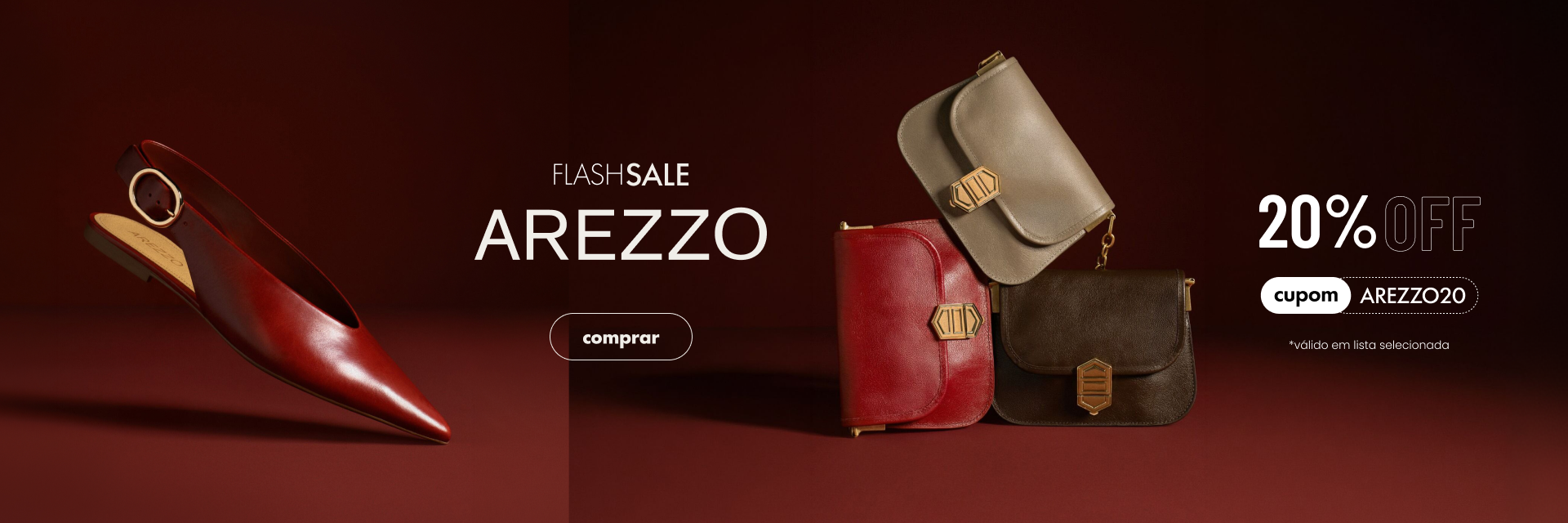 [Flash Sales] Arezzo - Cupom 20.0% OFF 