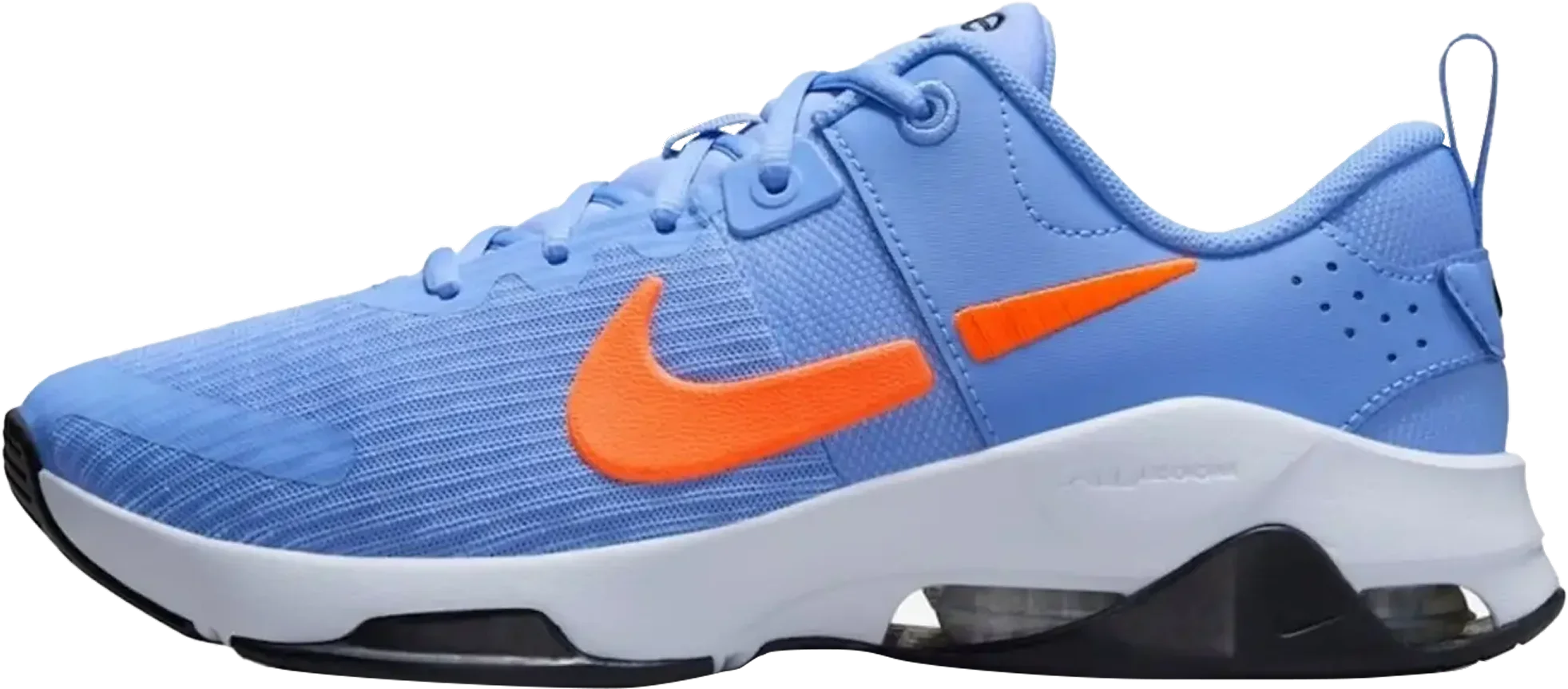 Tênis Nike Zoom Bella azul e laranja feminino disponível na Dafiti.