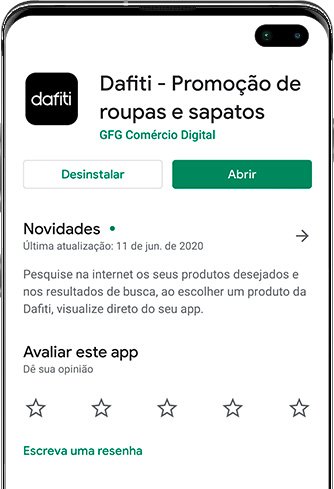 Tela de celular com app Dafiti