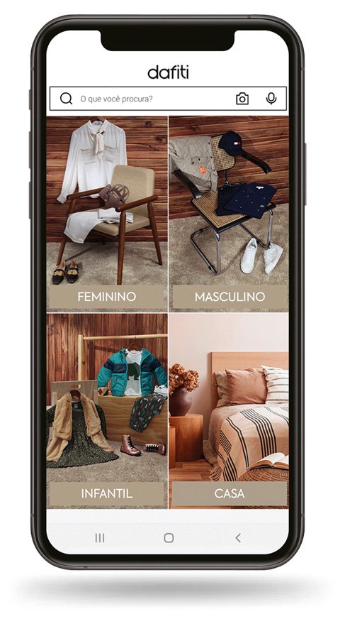 Tela de celular com app da Dafiti