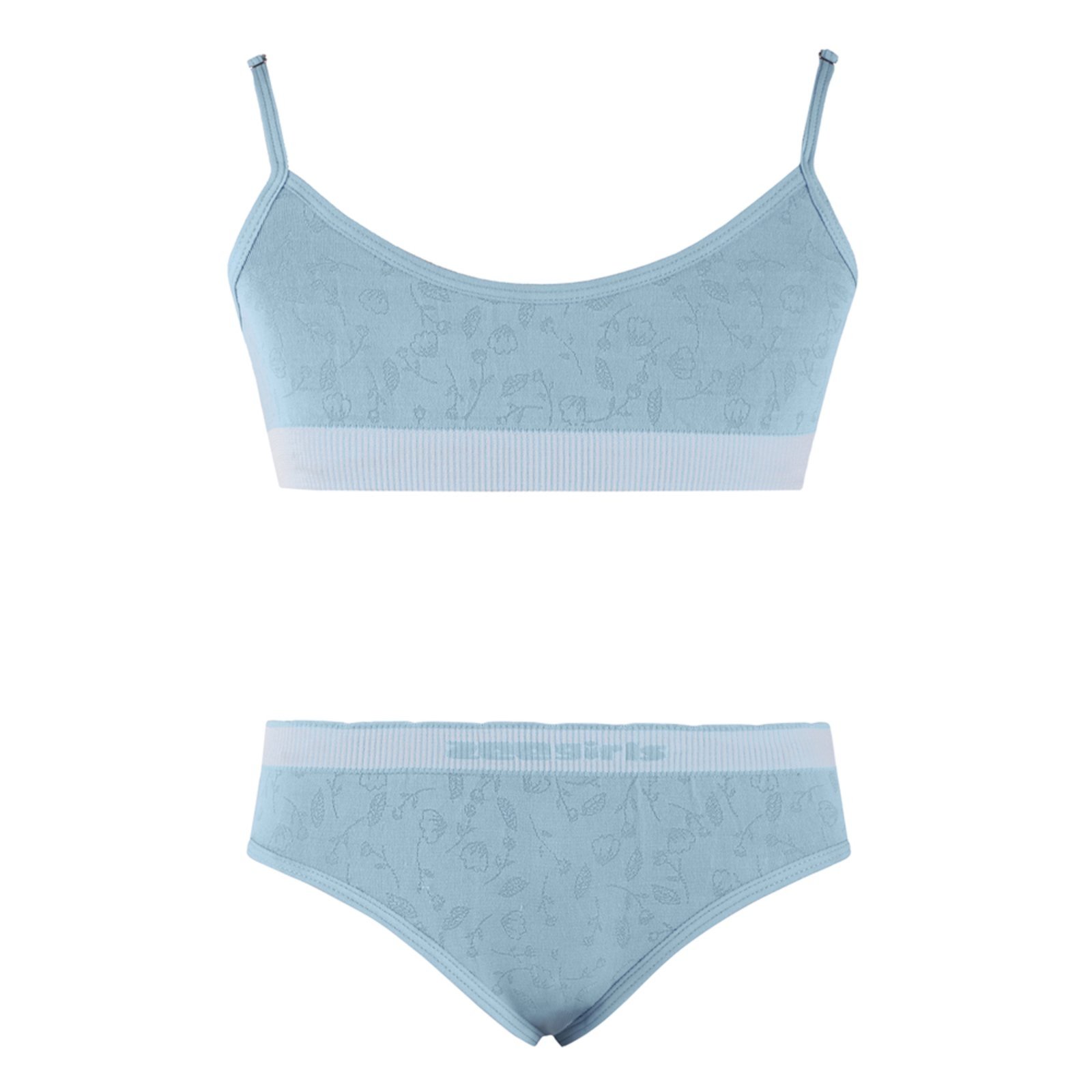 Conjunto Top e Calcinha Tanga Azul Gelo