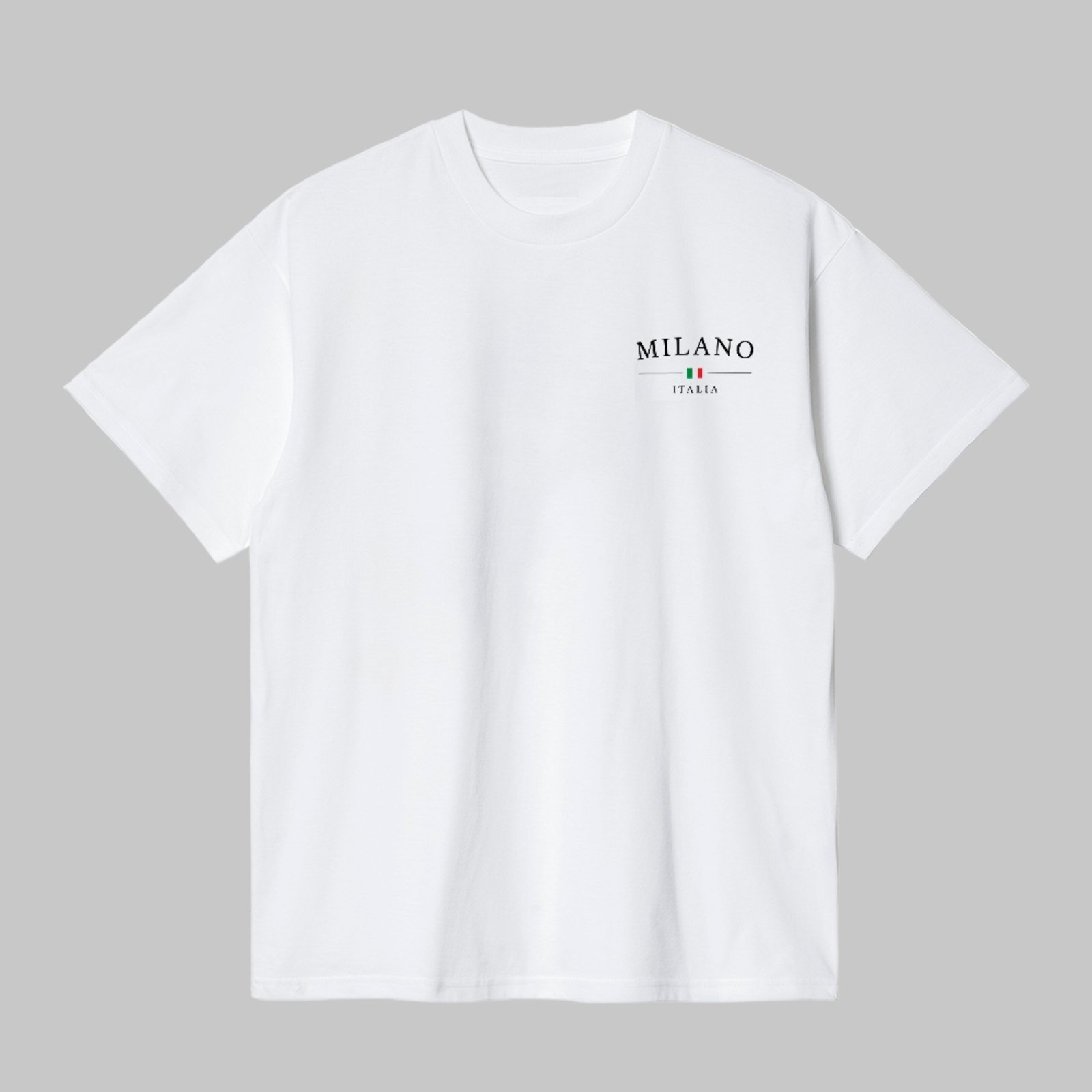 Camiseta Básica Milano Moda Urbana Fashion Logo Minimalista Branco