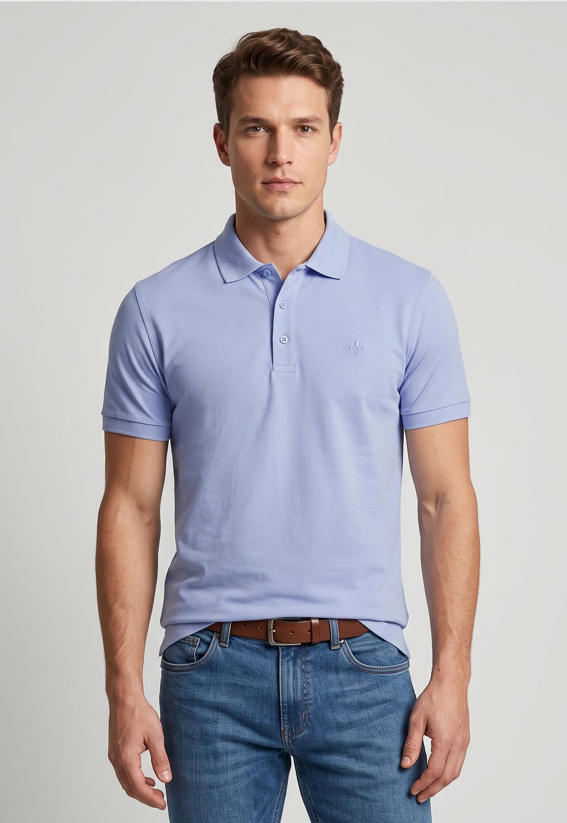 Polo Masculina Dudalina Clássica Azul Claro