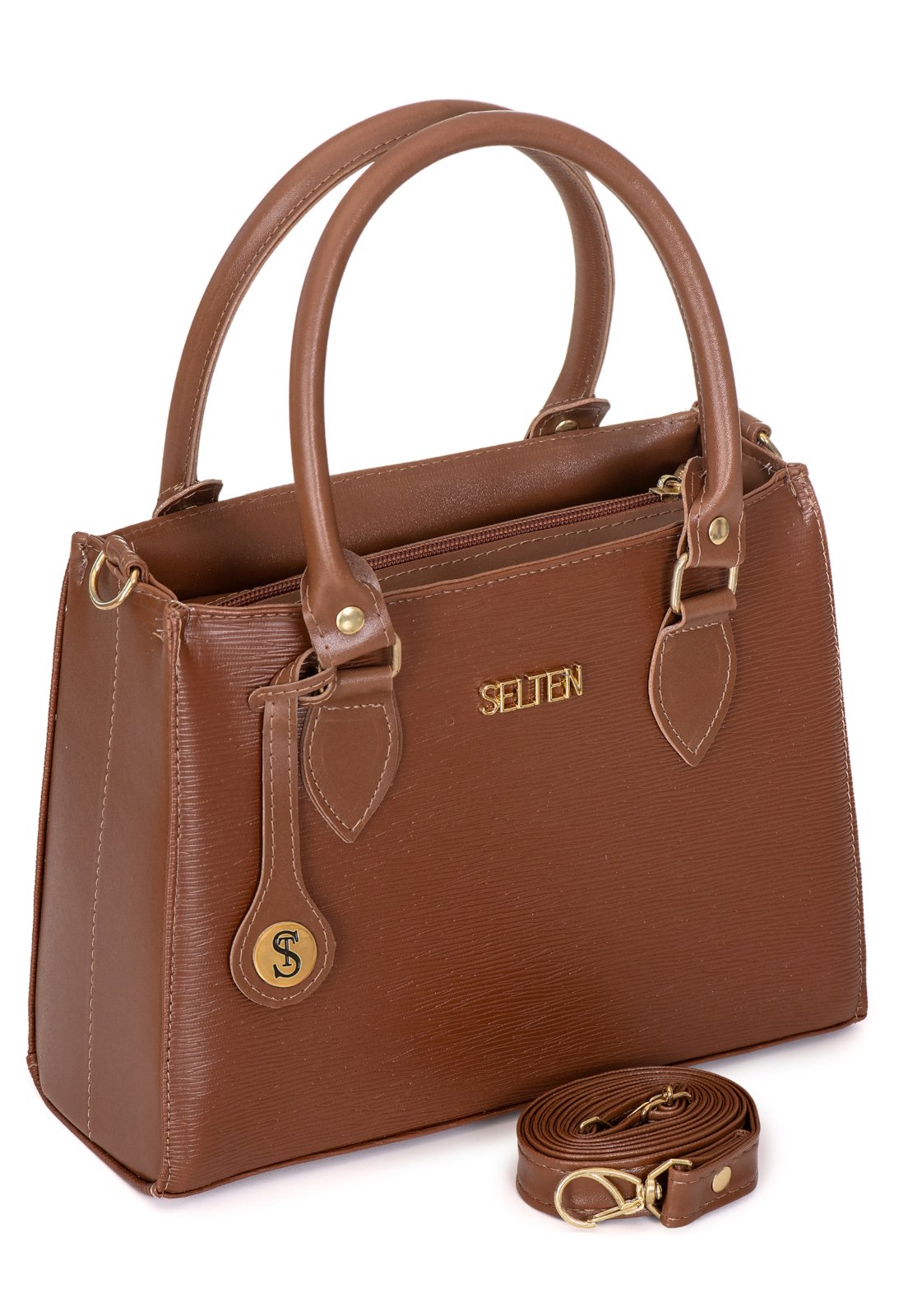 Bolsa Lateral Feminina Com Alça Transversal e Removível Selten Marrom