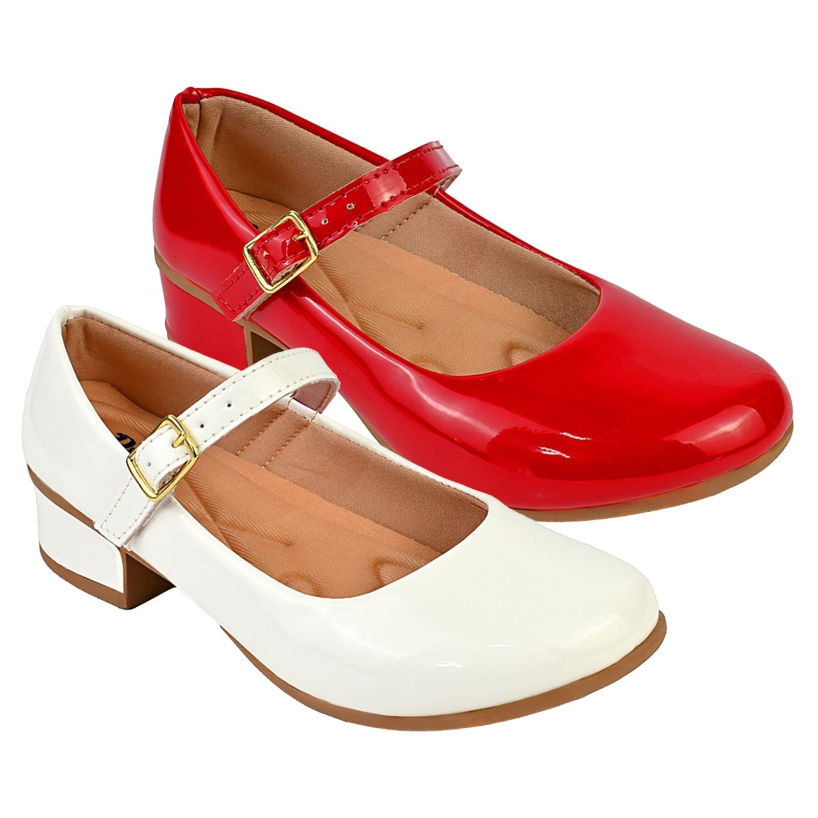 Infantil - Kit Com 2 Pares Sapatilha Feminina De Menina Boneca Do 28 Ao 36 101 - BRANCO E VERMELHO 001
