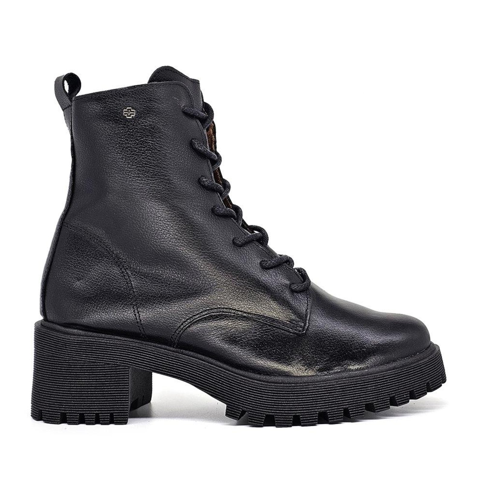 Bota Feminina MUN017E Couro Preto Incolor