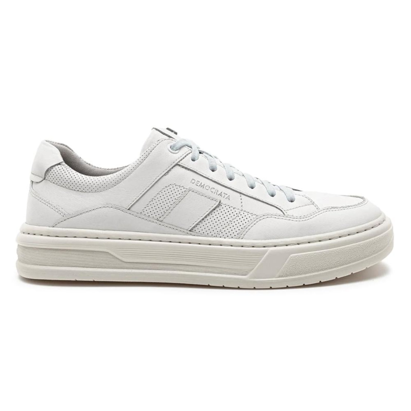Tênis de Couro Democrata Masculino Denim Wide 240801 Branco