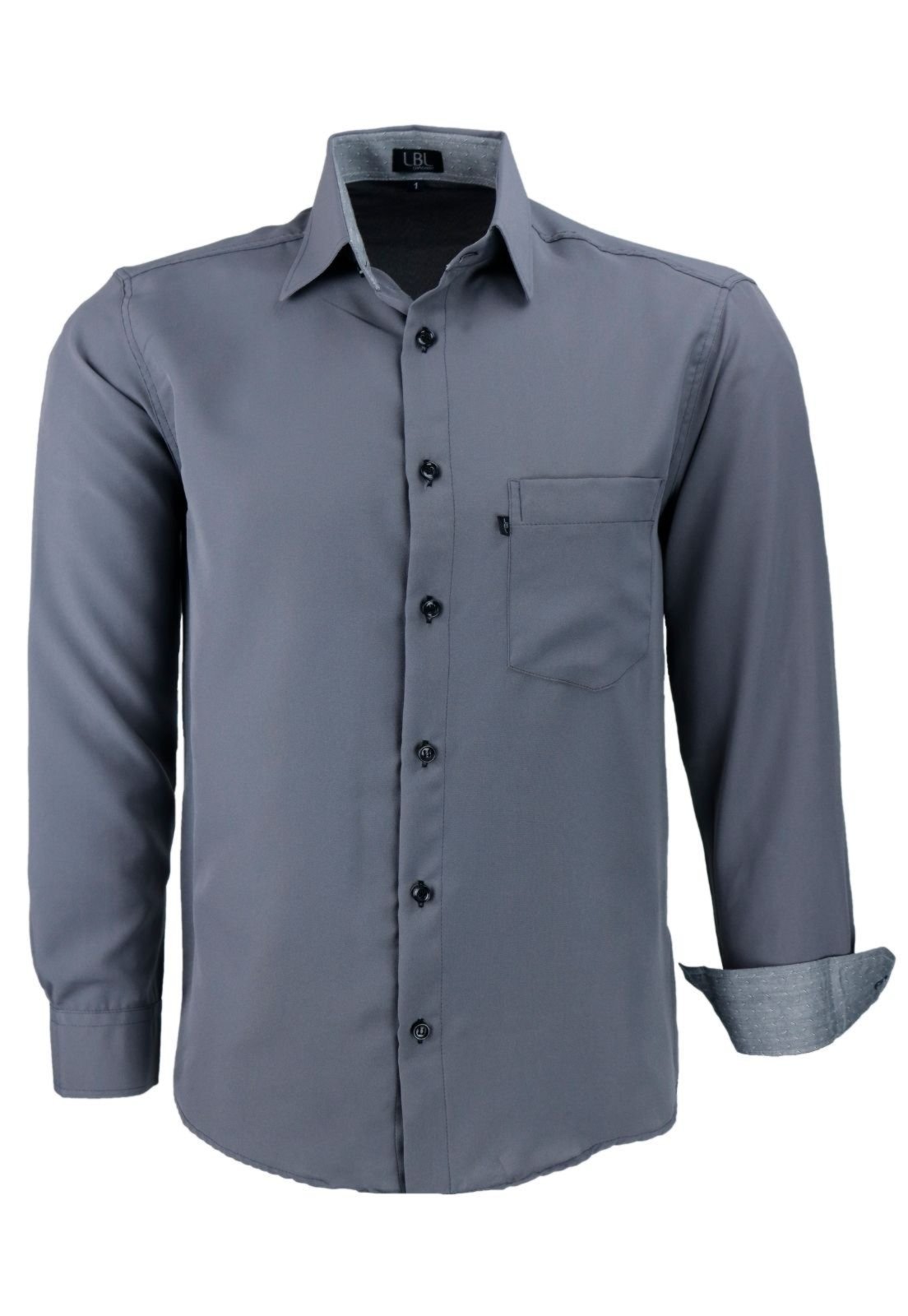 Camisa Manga Longa Lbl Classica Poliester Chumbo 1672