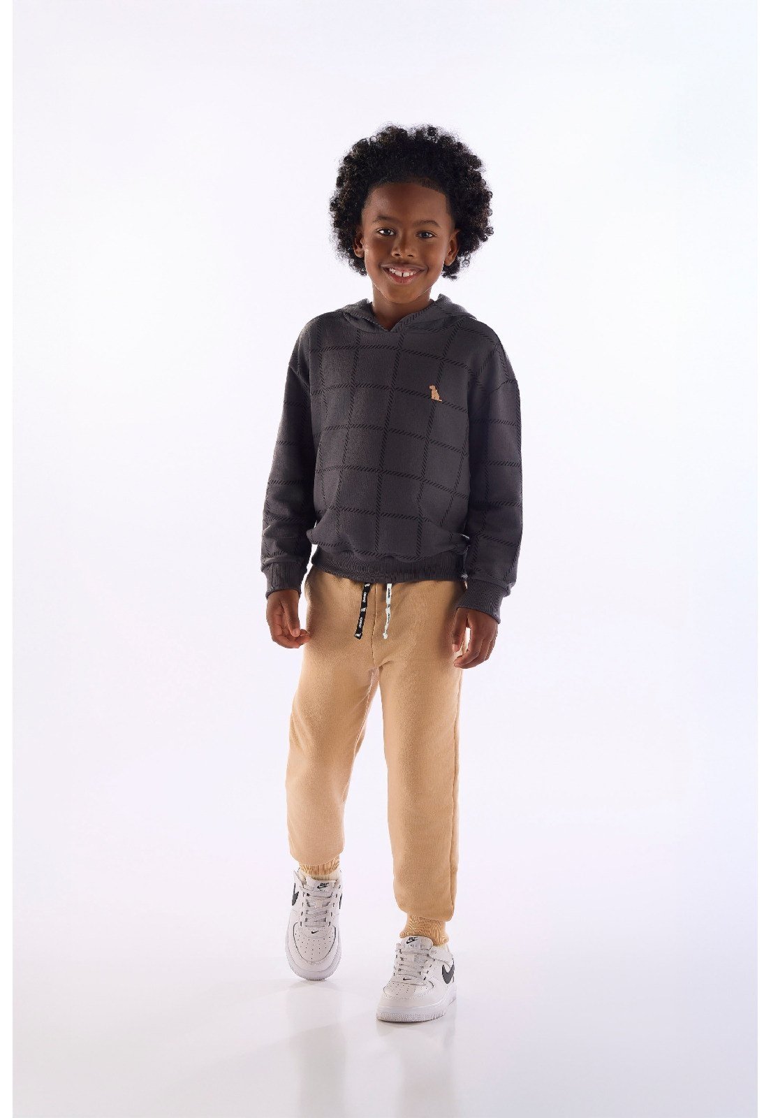 Infantil - Conjunto Blusão e Calça Lisa Quimby Cinza