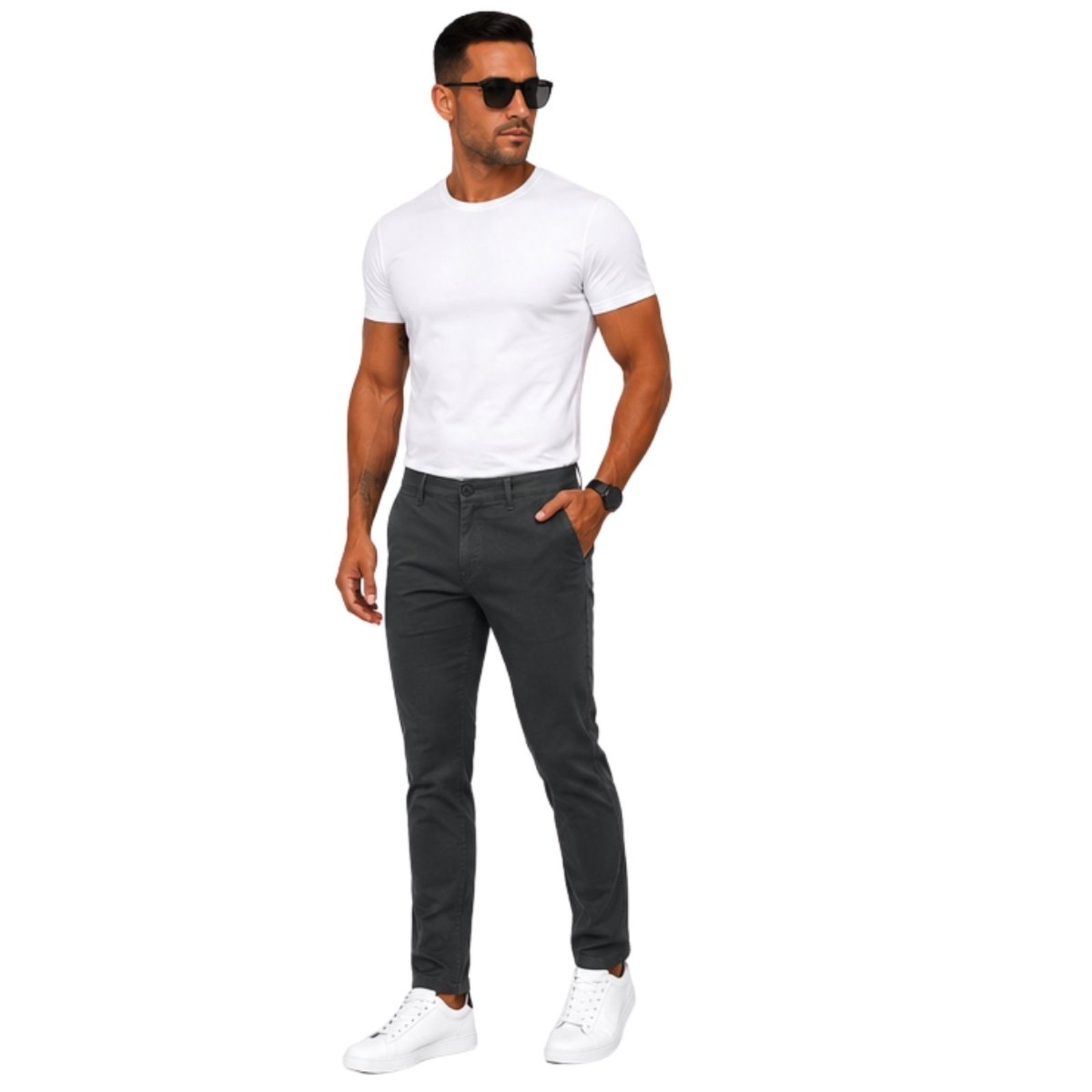 Calça Masculina Slim em Sarja Premium Casual Conforto e Elegância Preto