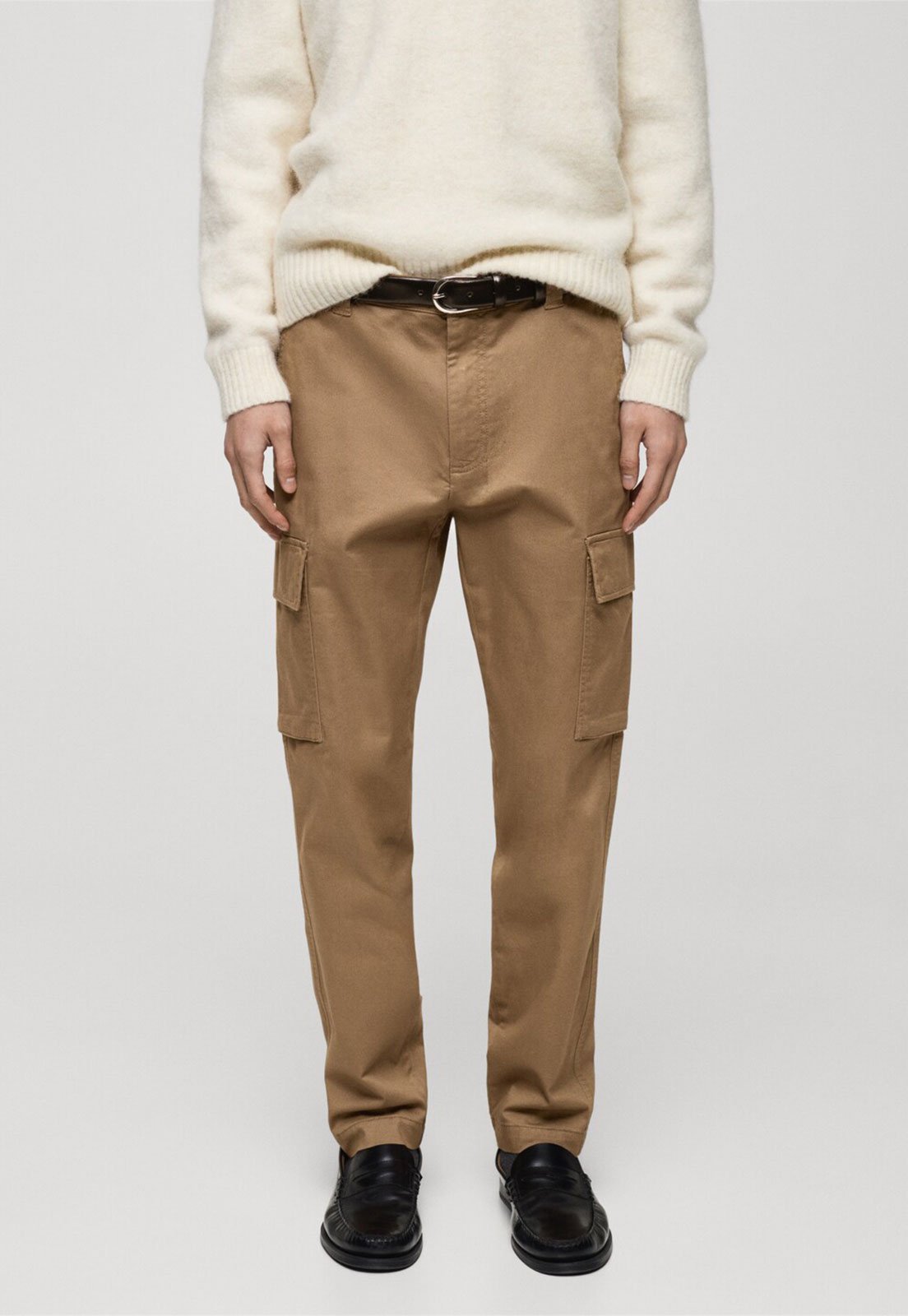 Calça Sarja Mango Slim Cargo Bege