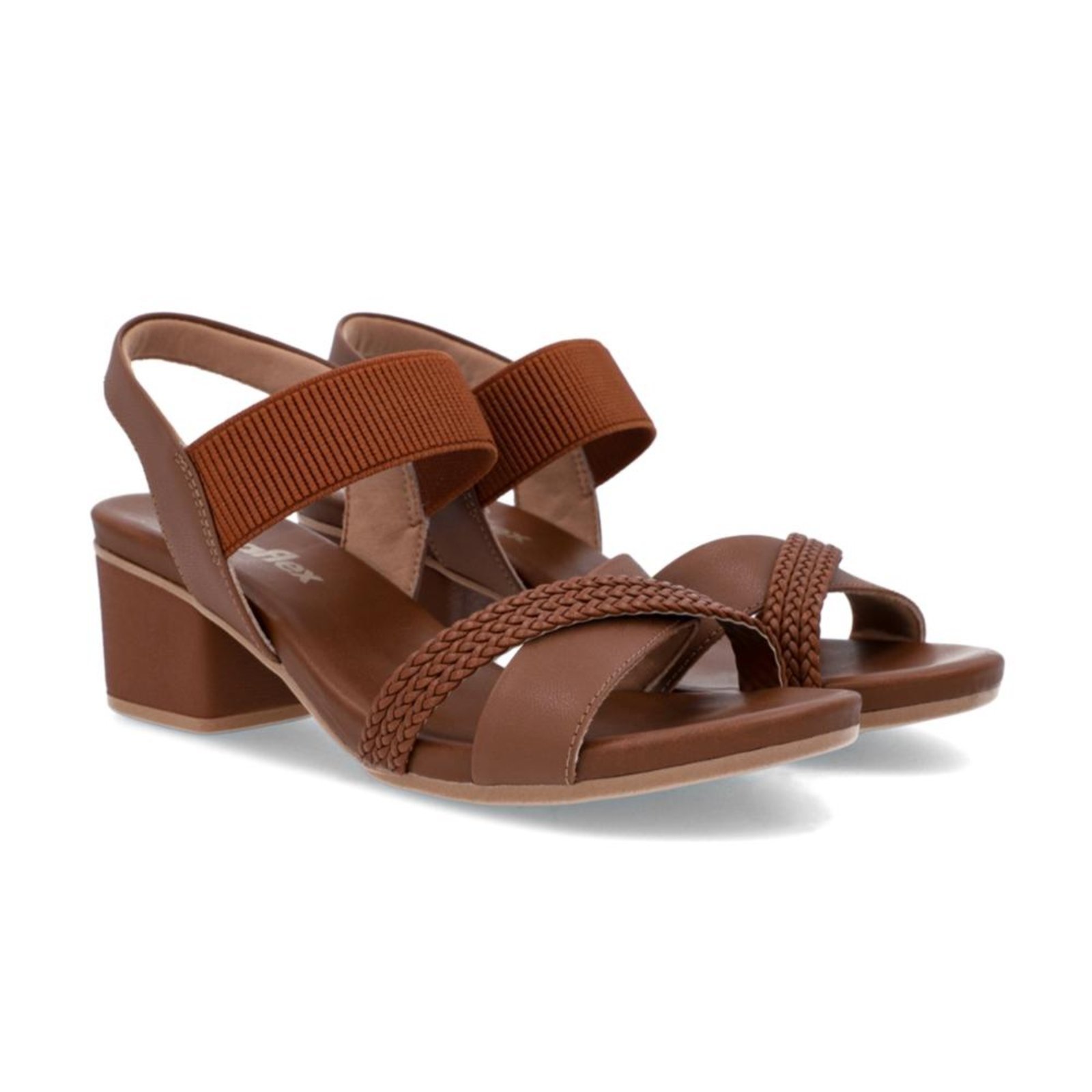 Vista 3 Sandália Usaflex Feminina Bico Redondo Couro Tira Trançada Casual AE32035 marrom Usaflex marrom