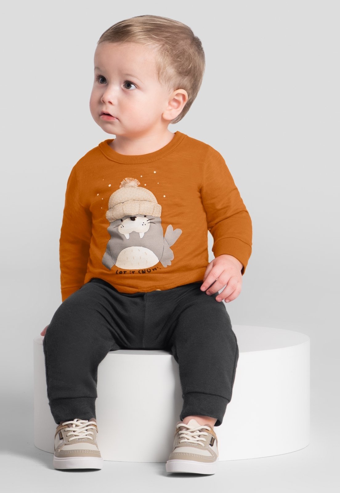 Infantil - Conjunto menino estampa de leão marinho Brandili Baby