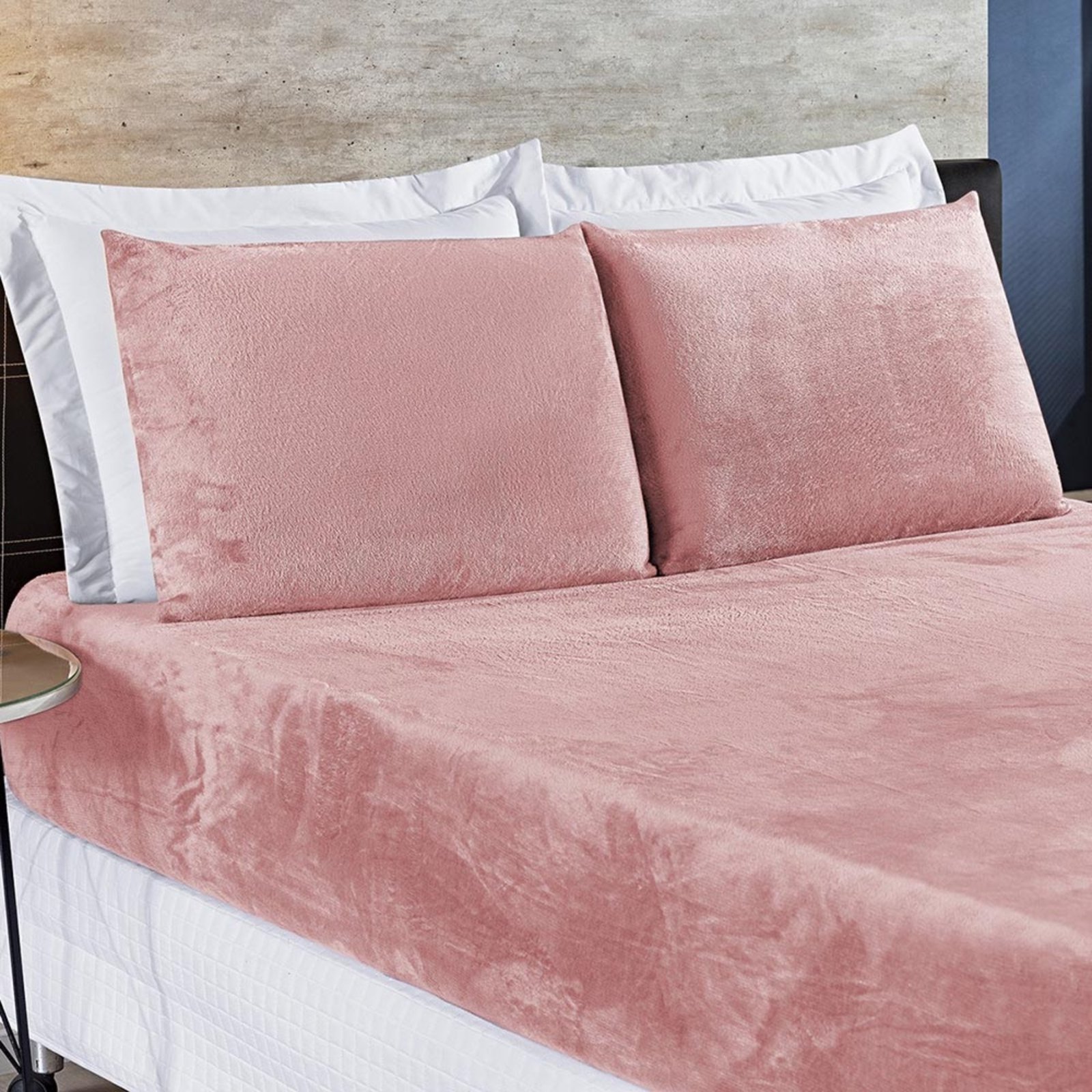 Jogo Cama Lençol Casa Scarpa BiaSoft Solteiro Manta Flannel Quente 2 Peças - Rosa