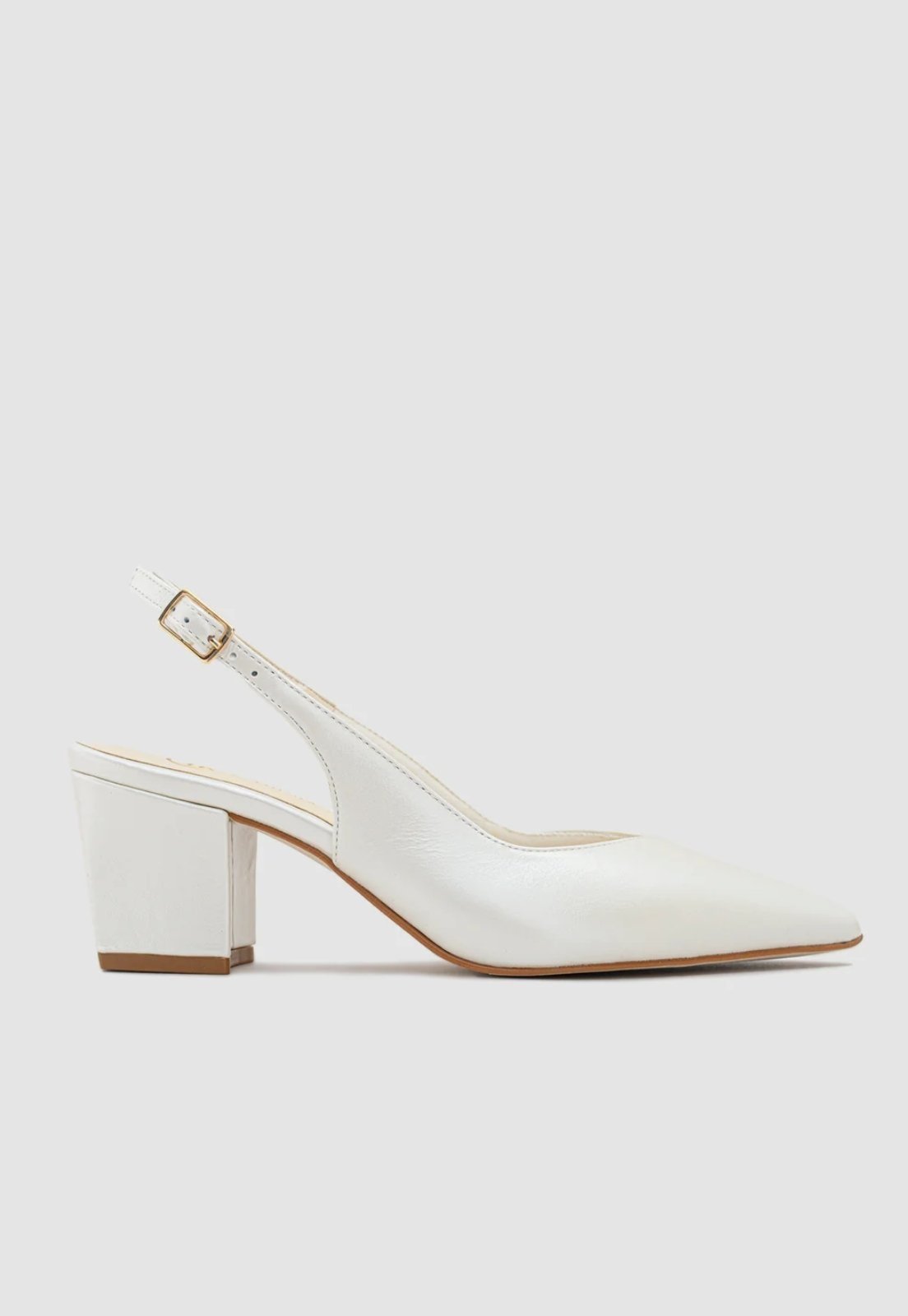 Scarpin Aberto Slingback Noiva Couro Perolado CBK Off White Perolado