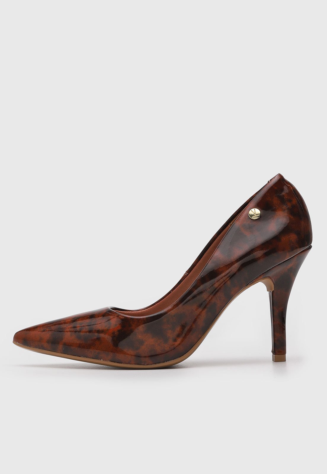 Vista 2 Scarpin Feminino Vizzano Salto Fino Verniz marrom VIZZANO marrom
