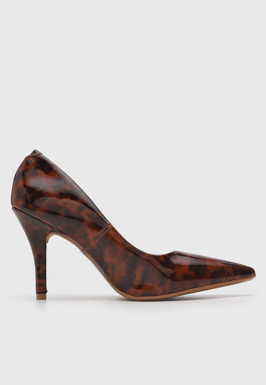 Vista 3 Scarpin Feminino Vizzano Salto Fino Verniz marrom VIZZANO marrom