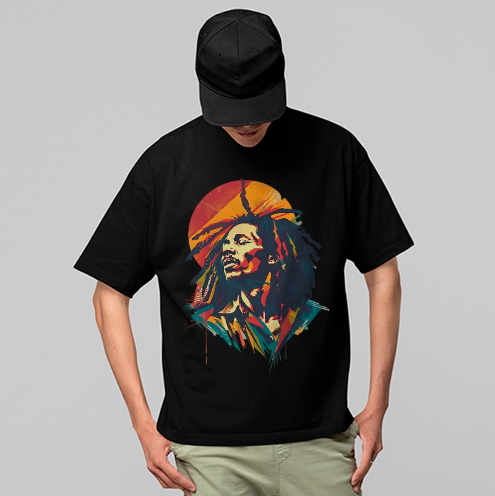 Camiseta Oversized Premium Reggae Rasta Streetwear Preto