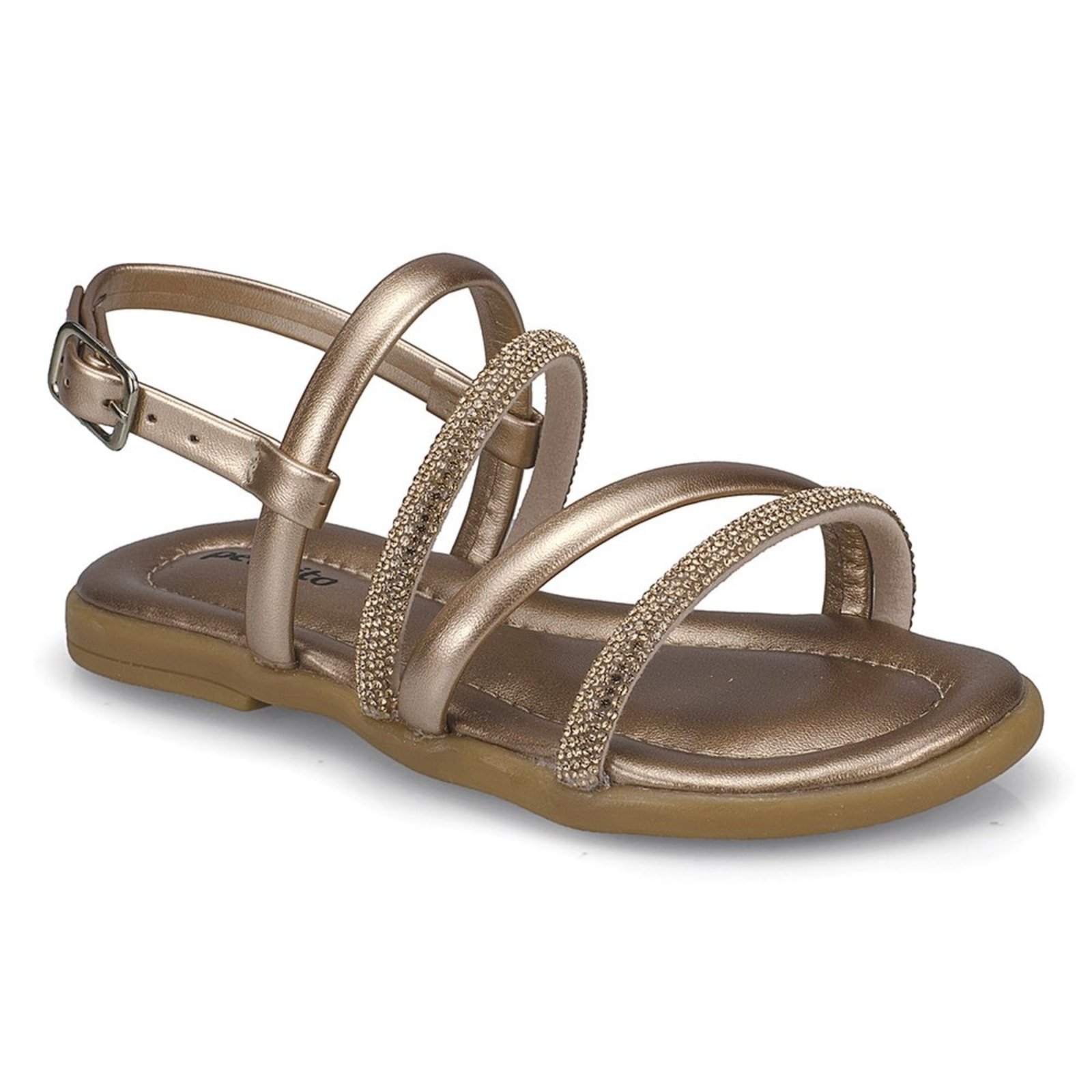 Vista 2 Infantil - Sandália Rasteira Feminina Mini Strass Pequito cobre Pequito cobre