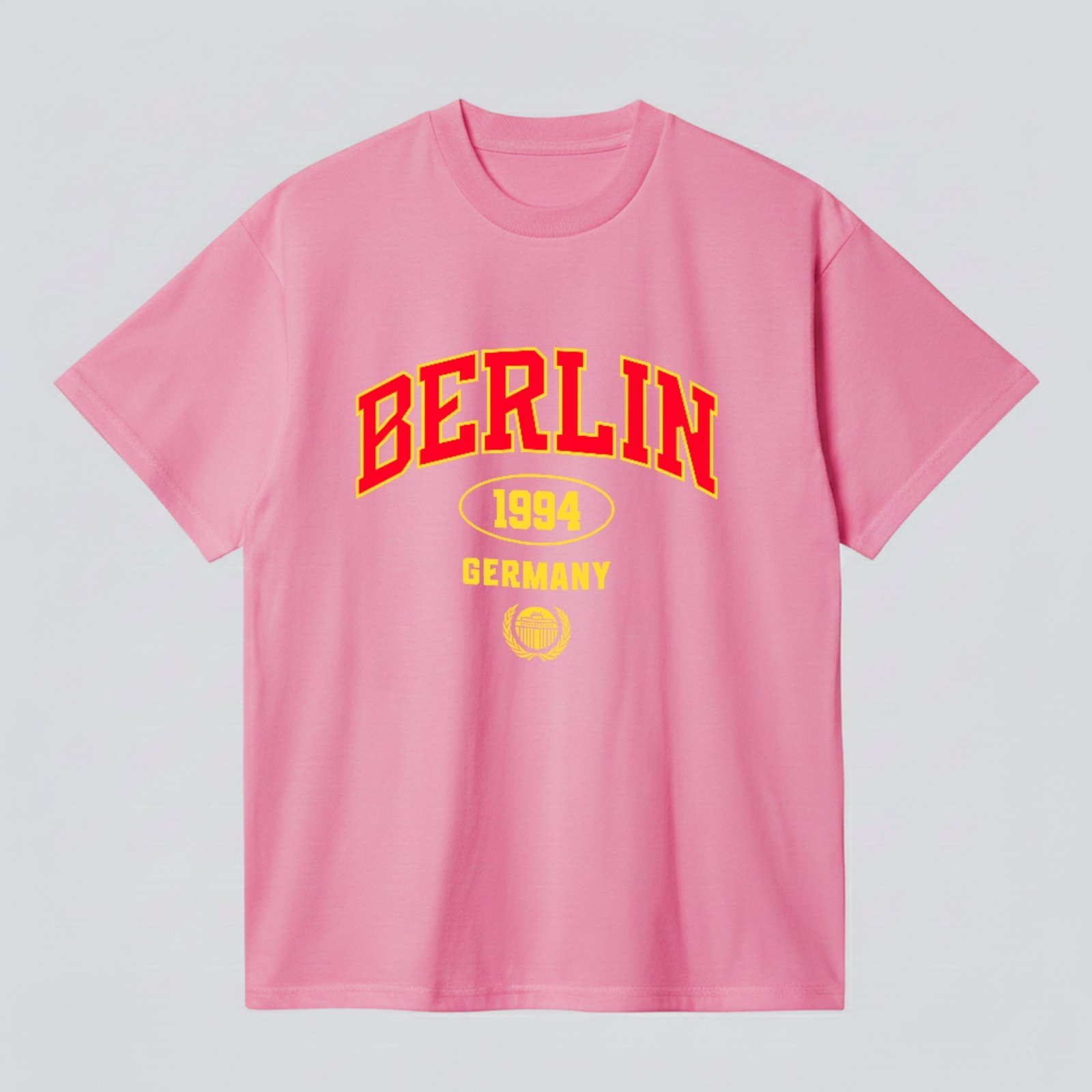 Camiseta Básica Berlin Germany 1994 Street Style Unissex Rosa
