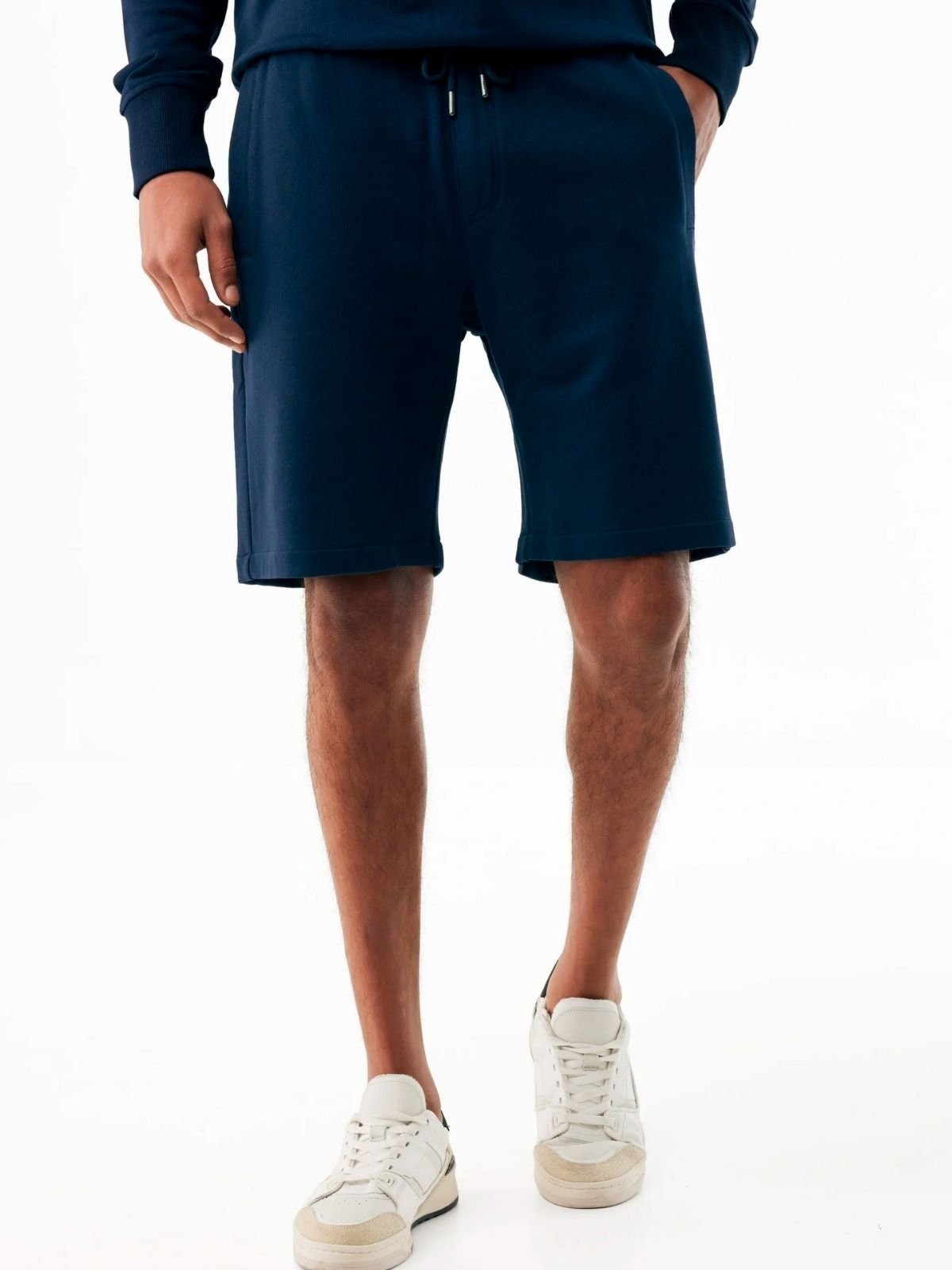 Bermuda de Moletom Slim Fitness Moda Masculina Casual - Azul Marinho