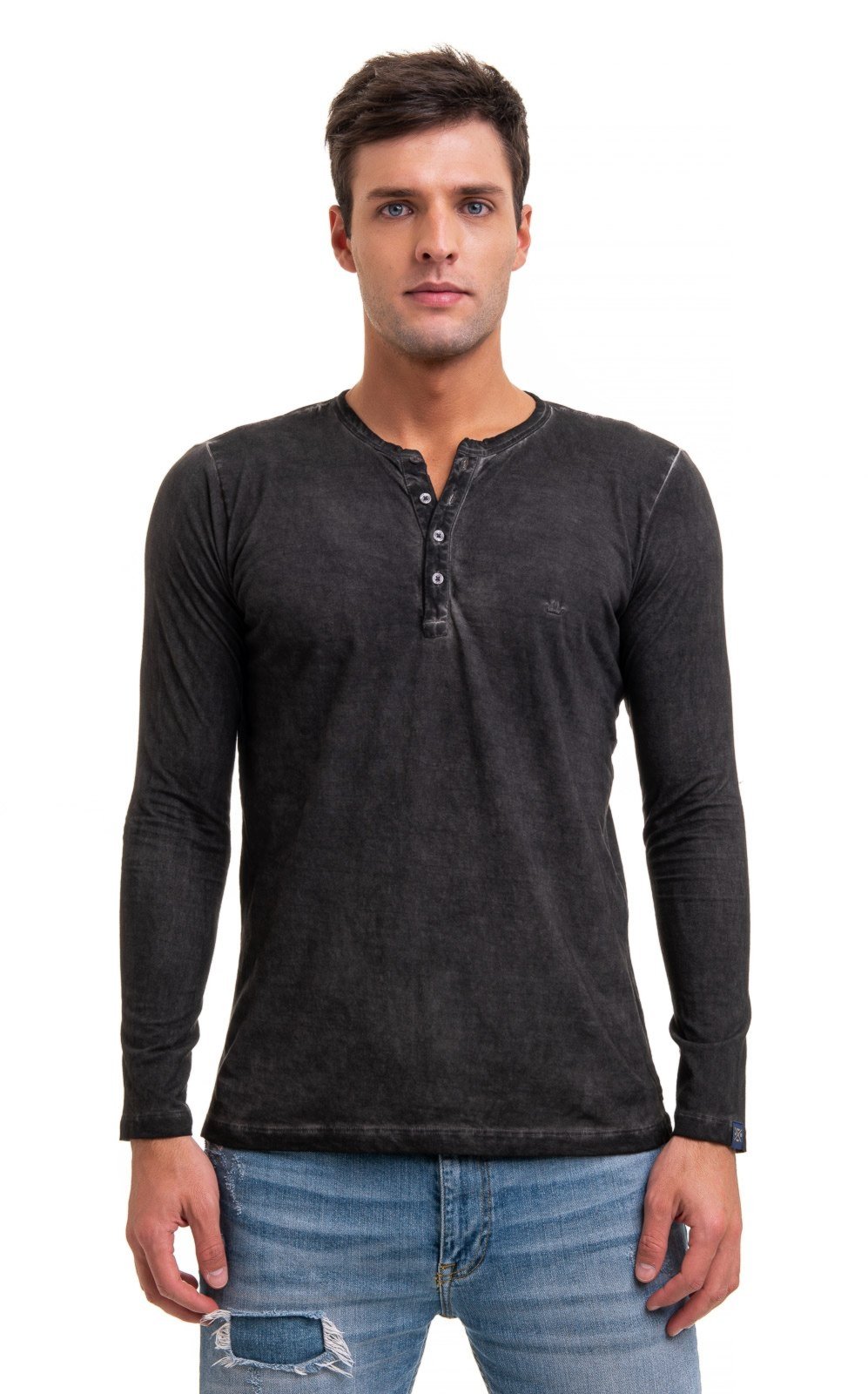Camiseta Henley Aburguesia Slim Fit Grafite