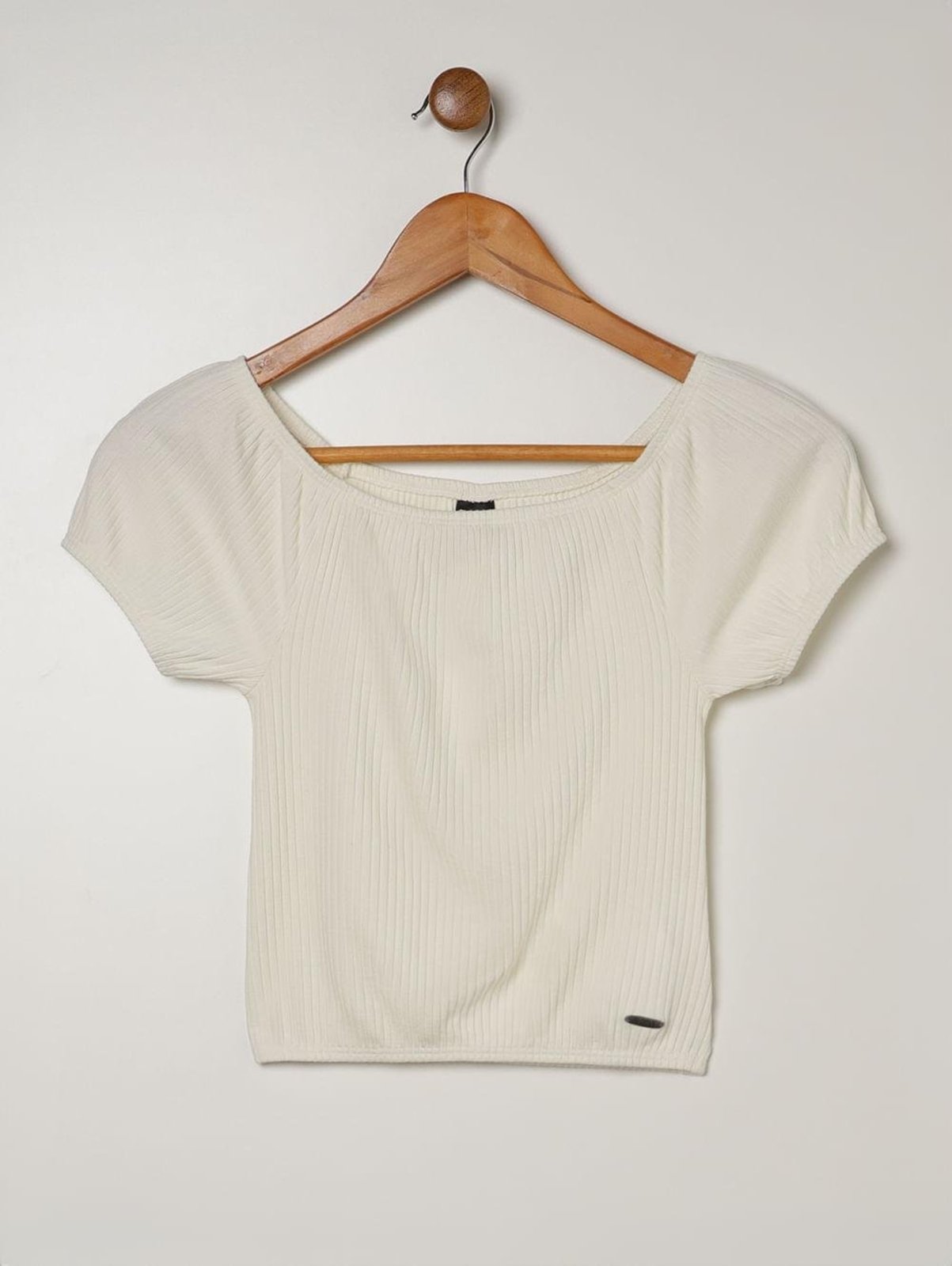 Infantil - Blusa Canelada Ciganinha Juvenil Para Menina - OFF WHITE