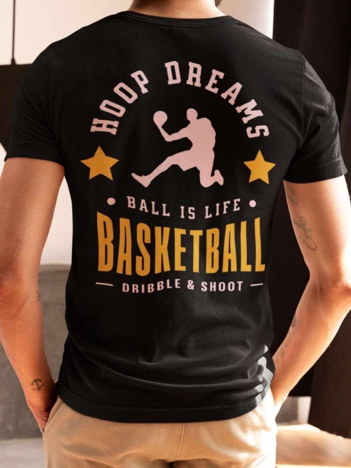 Vista 3 Camiseta Masculina GuGi Hoop Dreams Basquete branco Gugi branco